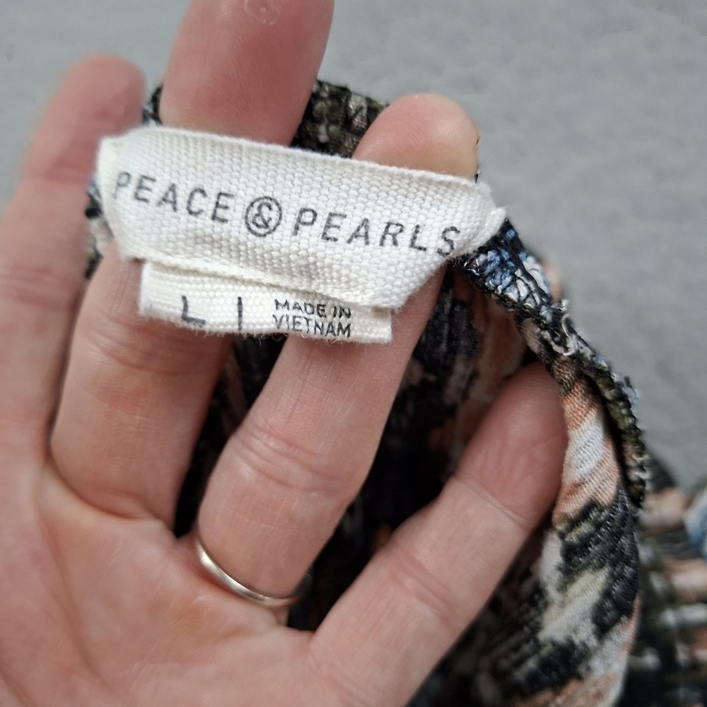 Peace & Pearls Women's Soft Printed Wide Leg Printed Pants Size Large - Picture 8 of 10